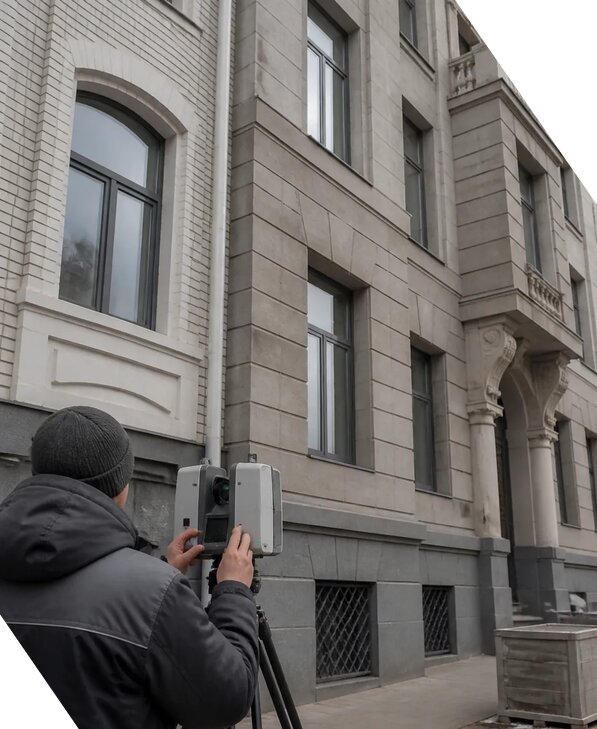 Лазерное сканирование фасадов зданий для обследования в Городце